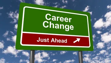 large road sign that says career change ahead